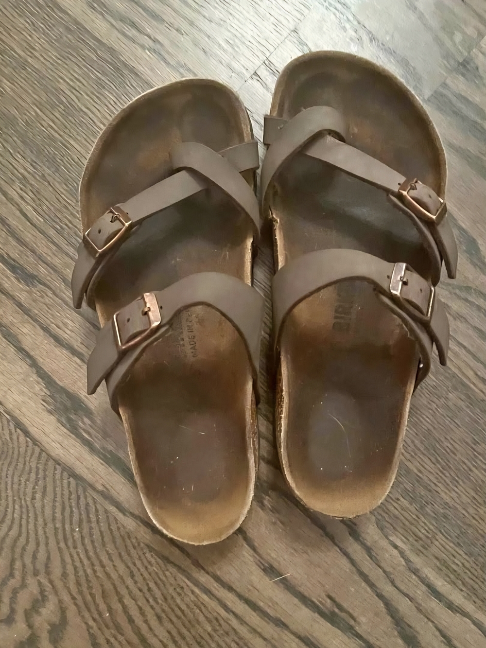 Birkenstock Brown Leather Double Strap Sandals Size 37
